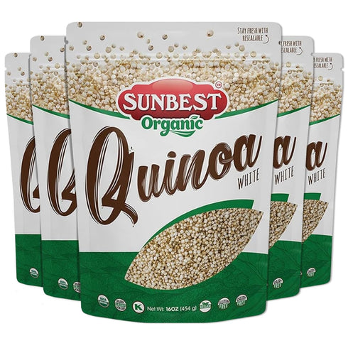 Sunbest Natural Organic Quinoa, White, Gluten-Free, Non-GMO, Vegan, Kosher, 5 Lbs.