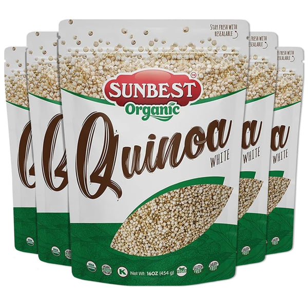 Sunbest Natural Organic Quinoa, White, Gluten-Free, Non-GMO, Vegan, Kosher, 5 Lbs.