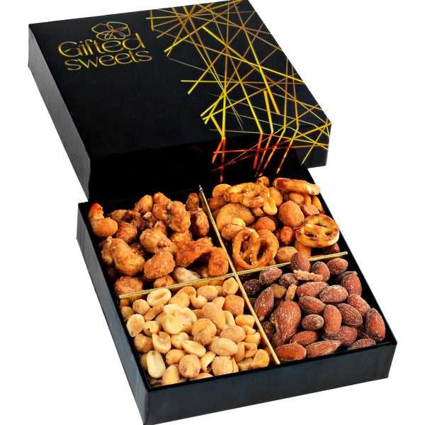 Flavored Nuts Gift Box - 4 Variety Sampler - Gourmet Nut &
