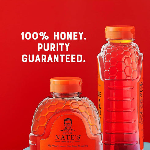 100% 32 (Pack 2) Nate's Pure, Raw & Unfiltered Honey - Award-Winning Taste, Squeeze Bottle, Ounce