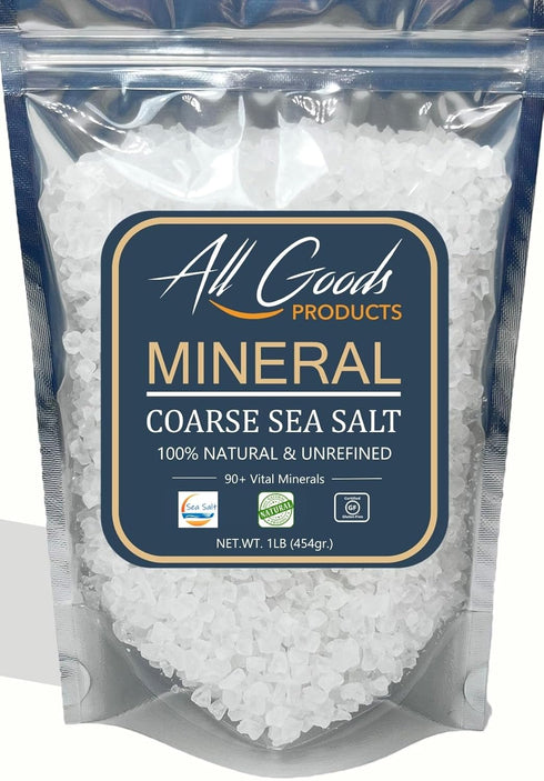 All Goods Mineral Sea Salt - 16 oz Coarse Grain, 100% Natural,