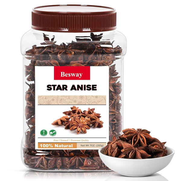 Besway Chinese Star Anise 7 oz, Whole Star Anise, Fresh, Pure and