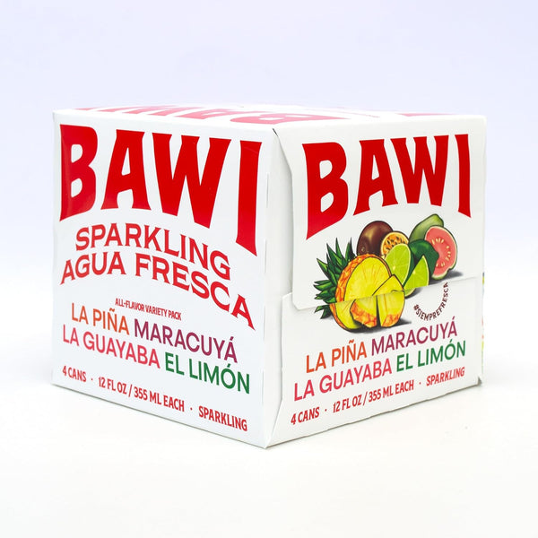 Bawi Sparkling Agua Fresca, 4 Pack Sparkling Water, Plant-Based, Low Calorie, Less