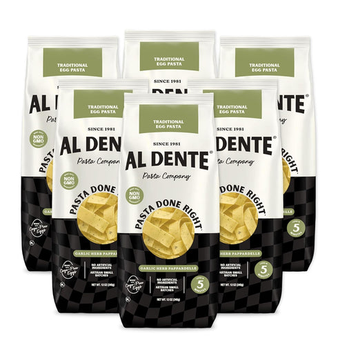 Al Dente Garlic Herb Pappardelle All-Natural, Hand-Crafted Egg Pasta. Traditional Pasta Noodles