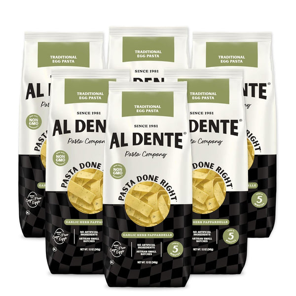 Al Dente Garlic Herb Pappardelle All-Natural, Hand-Crafted Egg Pasta. Traditional Pasta Noodles