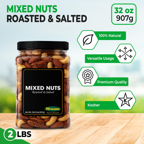 Mix Nuts Roasted & Salted Premium Nut Blend in Resealable Jar Almonds, Cashews, Walnuts, Pecans, Pistachios Pantry