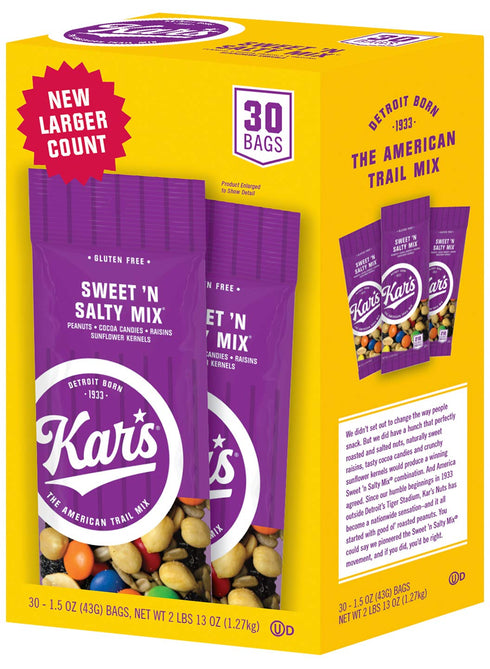 Kar's Sweet 'n Salty Mix 30 Individual 1.5 oz Bags (2 LBS