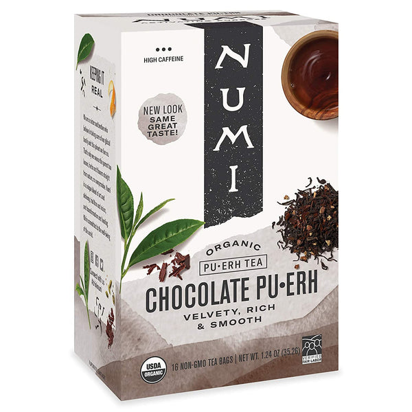 Numi Organic Chocolate Pu-erh Tea, 96 Dark Tea Bags, Aged Yunnan Pu-erh