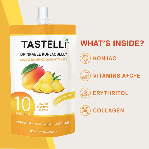 150mL 10 Tastelli Konjac Jelly Infused with Collagen & Vitamin C | Gluten Free, Sugar Free, Low Calorie | Vegan