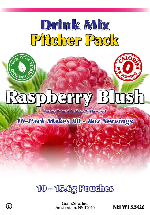 Pack, GramZero Raspberry Blush, Sugar Free Drink Mix, Pitcher Great For Nutrition Club Loaded Tea, Zero Calorie, Stevia