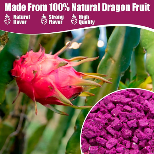Nahasahr 7oz 100% Freeze Dried Dragon Fruit Pieces - Natural Crispy Dry Fruit Flakes, No Gluten, Dried Pitaya