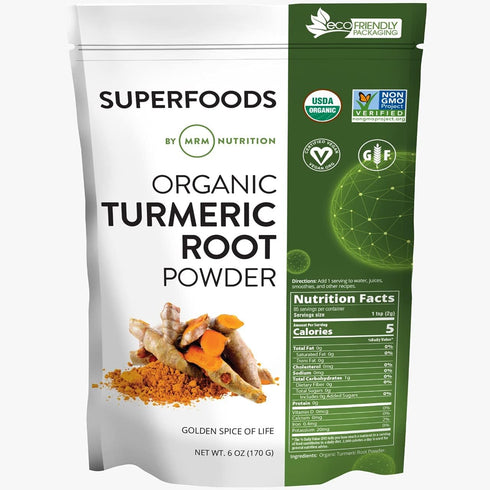 MRM Nutrition Organic Turmeric Powder - Superfood Antioxidant, Gluten Free + Vegan, 85 Servings
