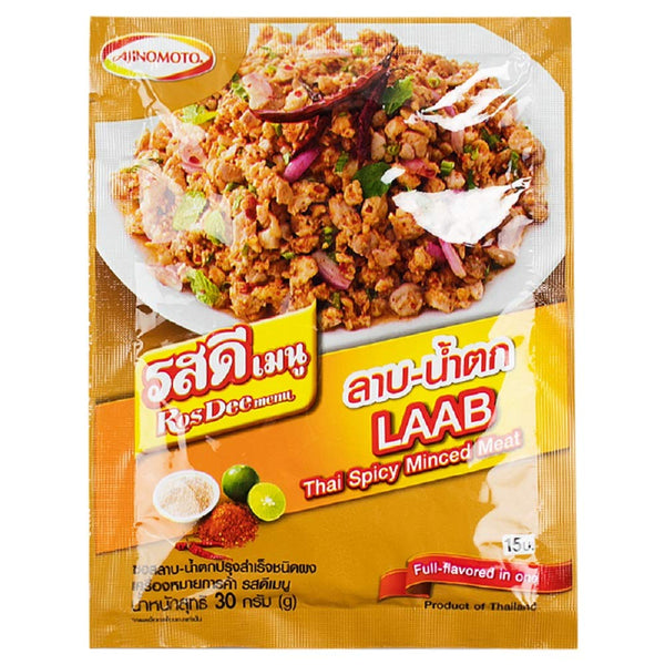 RosDee menu , Thai Spicy Minced Meat, LAAB-NAMTOK Sauce Powder 30g X 3 Packs