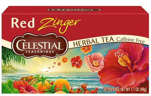 20 (Packs 3) Celestial Seasonings Tea Caffeine Free Herbal Tea, Red Zinger ea