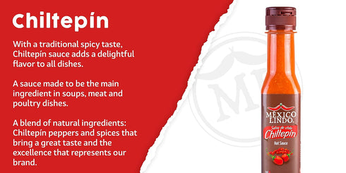 Mexico Lindo Chiltepin Hot Sauce | 14,200 Scoville Level | Traditional Spicy Flavor | 5 Fl Oz Bottles, Pack of 6