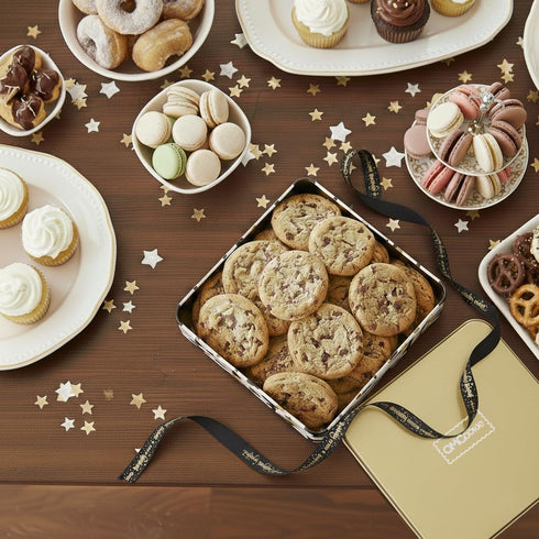 Gourmet Chocolate Chip Cookie Gift Tin - Individually Wrapped Fresh Treats