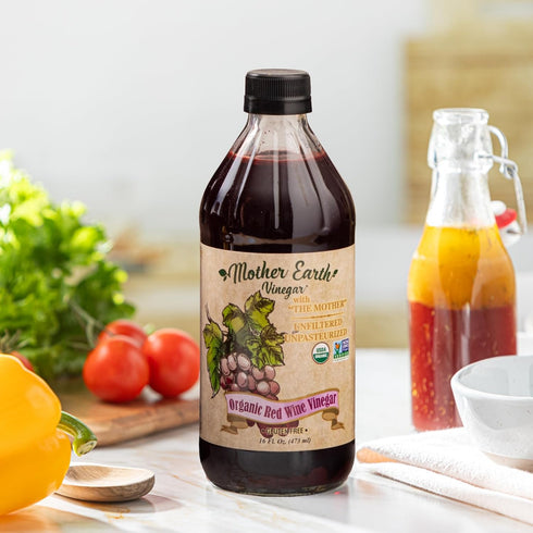(1/16oz Mother Earth, Organic Red Wine Vinegar with The Mother, Fresh Pressed Organic Cabernet Grapes, ORWV, RWV, Raw