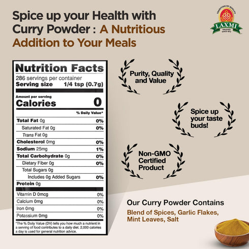 200gm (7oz) Laxmi Curry Powder | Curry powder seasoning with a blend of spices | Non-GMO Product | For cooking
