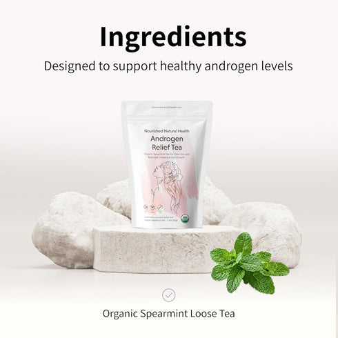 120 Nourished Natural Health Androgen Relief Spearmint Tea PCOS Relief Tea for Balanced Androgen Levels, Clear-Looking