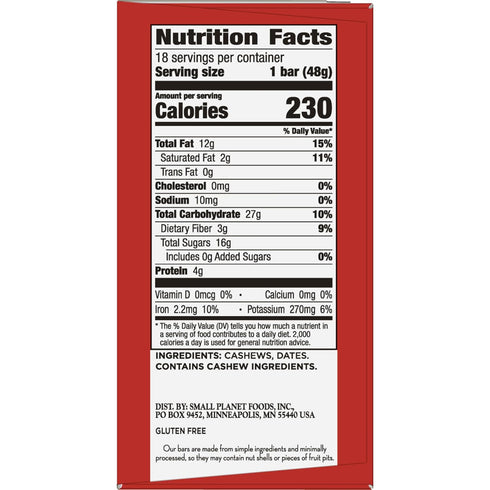 1.7 oz, 18 Larabar Cashew Cookie, Gluten Free Vegan Fruit & Nut Bars, ct