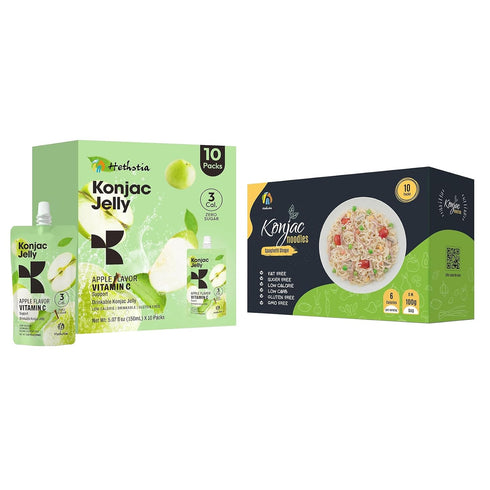 Hethstia Konjac Spaghetti & Apple Konjac Jelly Bundle 10 Packs Low-Calorie Shirataki