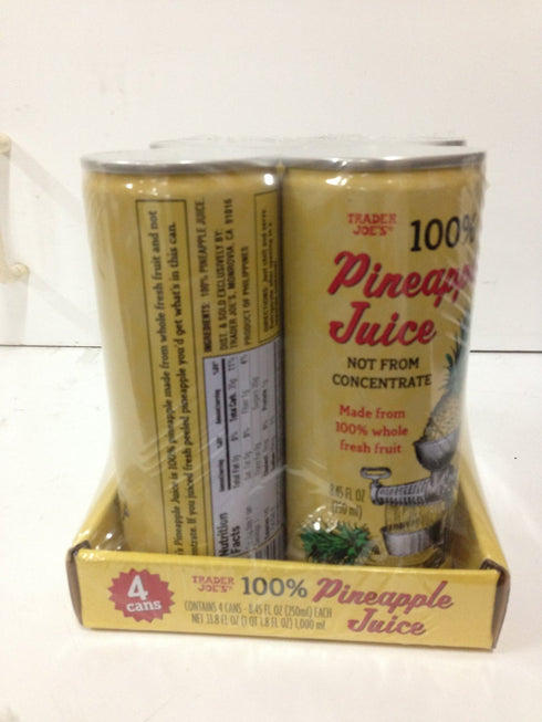 Trader Joes I Pack (4 Cans) Trader Joe's 100% Pineapple Juice