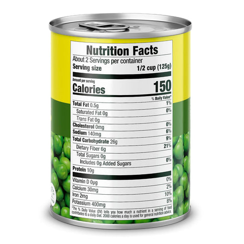 15 oz (Pack 12) Rica Rondo Green Peas, Canned Vegetables, Can
