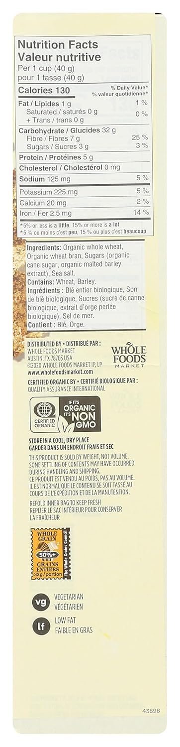 365 15 by Whole Foods Market, Organic Bran Flakes Cereal, Ounce