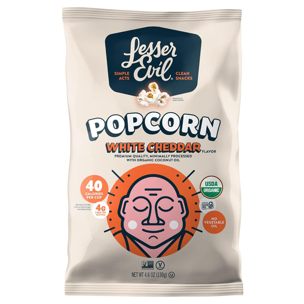 Lesser Evil Popcorn Wht Cheddar Org 4.6 OZ