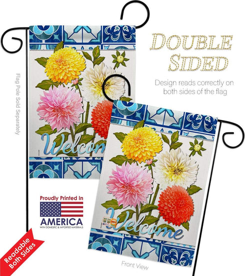 Breeze Decor Set 13 18.5 Dahlia Bouquet Garden Flag Wall Hanger Floral Sunflower Tulip Rose Orchid Lilies Season
