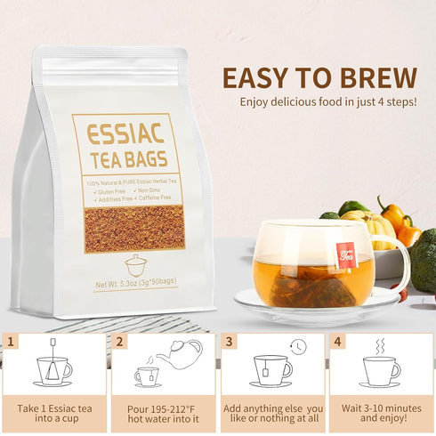 Loywoqi 5.3 oz 3g 50 50 Count Essiac Tea Bags, X Bags Herbal Tea blend, Tea Bags, Caffeine-Free