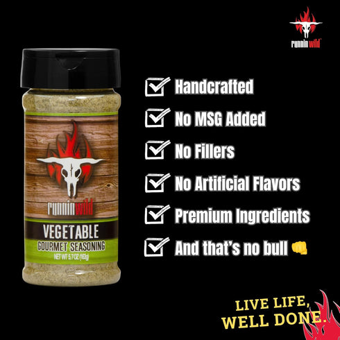 5.7 Gourmet Vegetable Seasoning | No Artificial Flavors, No MSG added | Runnin Wild Foods, ounces