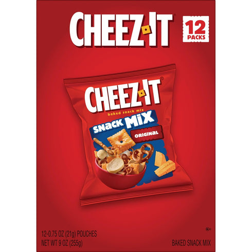 9oz (12 Packs) Cheez-It Snack Mix, Office and Kids Snacks, Classic, Box