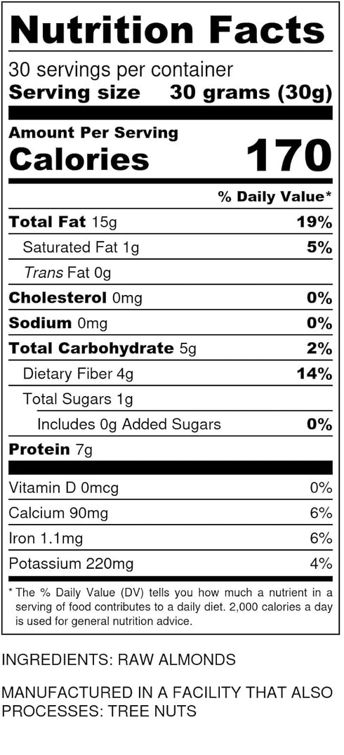 32 oz (2 lbs) Raw California Almonds | Natural | Whole | Batch Tested Gluten & Peanut Free | No PPO | Non-GMO | No