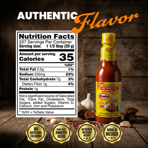 10 oz (Pack 1) El Yucateco Achiote Annatto Condimented Liquid, Authentic Mexican Marinade and Seasoning, Traditional