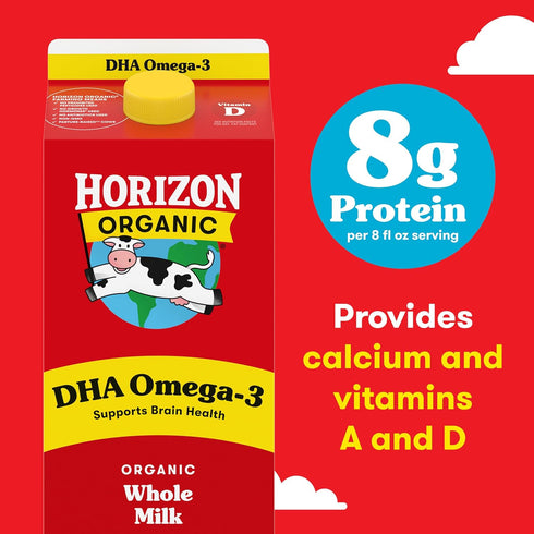 Omega-3 64 oz Horizon Organic DHA Milk, DHA Whole Milk, fl Half Gallon Carton