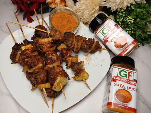 Geenafoods Suya pepper, African( Nigerian & Ghanaian)-Inspired Seasoning pepper Blend for Beef and Steak Grilling .