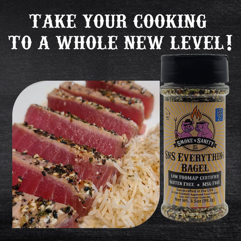 Smoke n Sanity SnS Everything Bagel Seasoning, 3.5 oz Shaker, Monash Certified Low FODMAP
