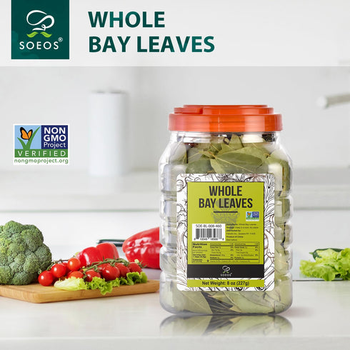 8 oz (227g), Packed Soeos Bay Leaves, Non-GMO Verified, Dried Bay Leaf, Freshly to Keep Fresh,Herbs for Cooking