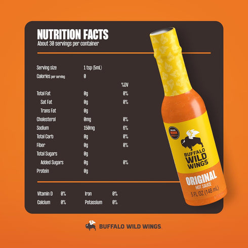 5 oz, Buffalo Wild Wings Original Hot Sauce, fl Medium Hot Dipping Sauce, Marinade and Seasoning for Chicken Wings