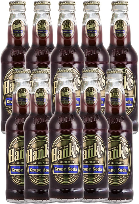Hank's Genuine Gourmet Grape Soda, 12 fl oz Bottles Premium Craft Soda