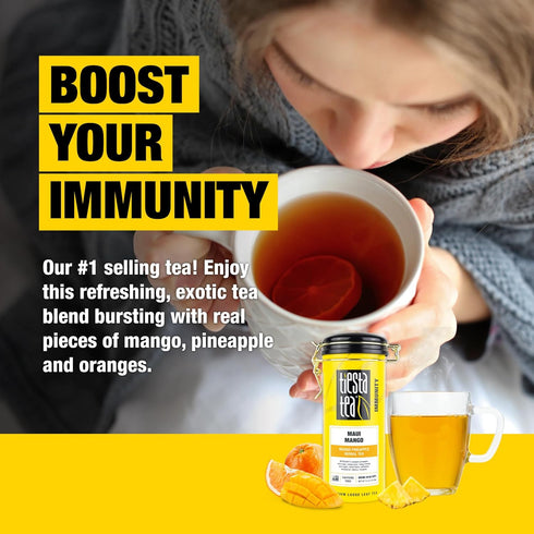 50 5.5 Tiesta Tea Maui Mango, Loose Leaf, Mango Pineapple Herbal Tea, Premium Non-Caffeinated Fruit Blend, Makes Hot