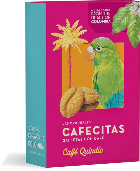 Cafe Quindio Coffee Cookies Cafecitas - 3.5 oz (100g) Box - Approximately 22 Cookies