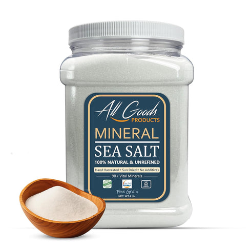 4 LB. 90+ 30% All Goods Mineral Sea Salt, Fine Grain From Baja California, Hand-Harvested, Essential Minerals, Kosher