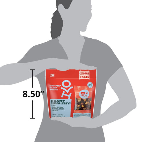 1 (Pack 8), Orchard Valley Harvest Heart Healthy Blend, Ounce Bags of Almonds, Cranberries, Walnuts, and Chickpeas