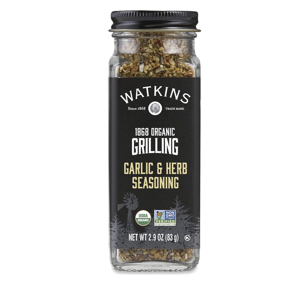Watkins Organic Grilling Garlic & Herb Seasoning, Non-GMO, Kosher, 2.9 Oz, 1-Pack