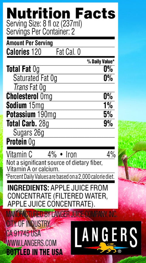 by Langers 100% 15.2 Oz (Pack 12) Langers Apple Juice, Fl