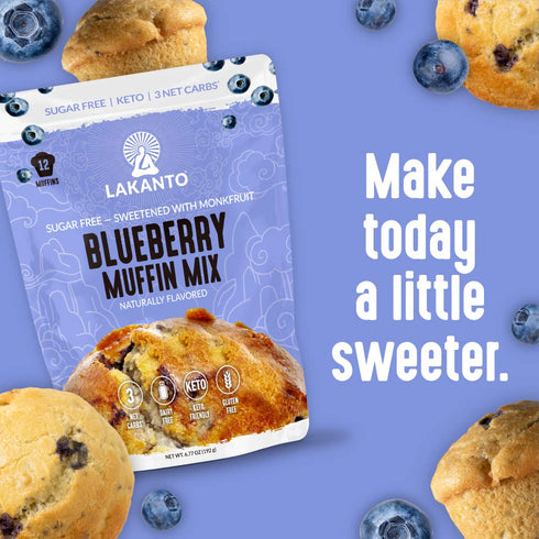 (6.77 oz) Lakanto Sugar Free Blueberry Muffin Mix - Naturally Flavored, Sweetened with Monk Fruit Sweetener, Keto Diet