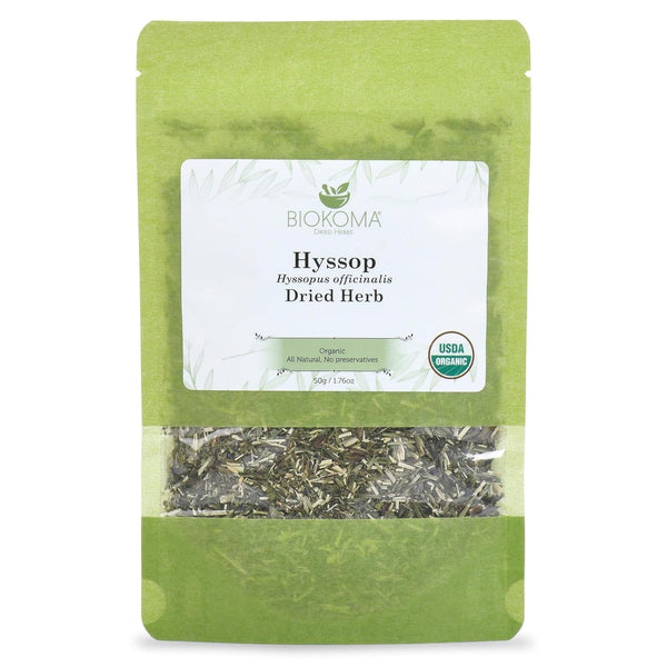 Biokoma Organic Hyssop Dried Herb 50g (1.76oz) Cut Hyssopus officinalis USDA Organic