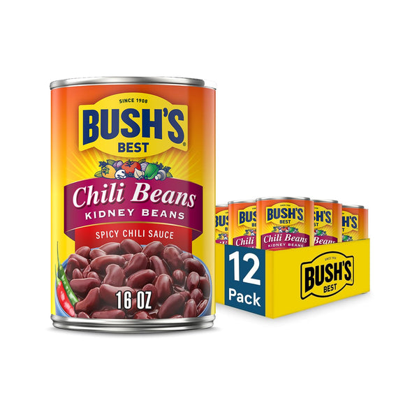 BUSH'S BEST 16 oz Canned Spicy Dark Red Chili Beans, Source of